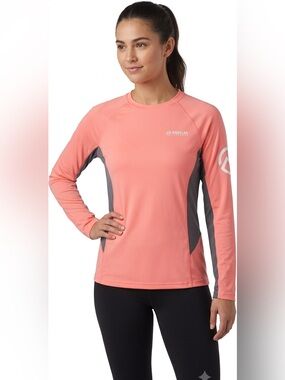 Magellan Outdoors Coral & Gray Long Sleeve Sun Shirt XS